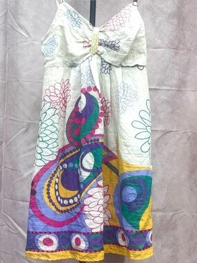5th Culture Beige and Pink Floral-Trim Dress